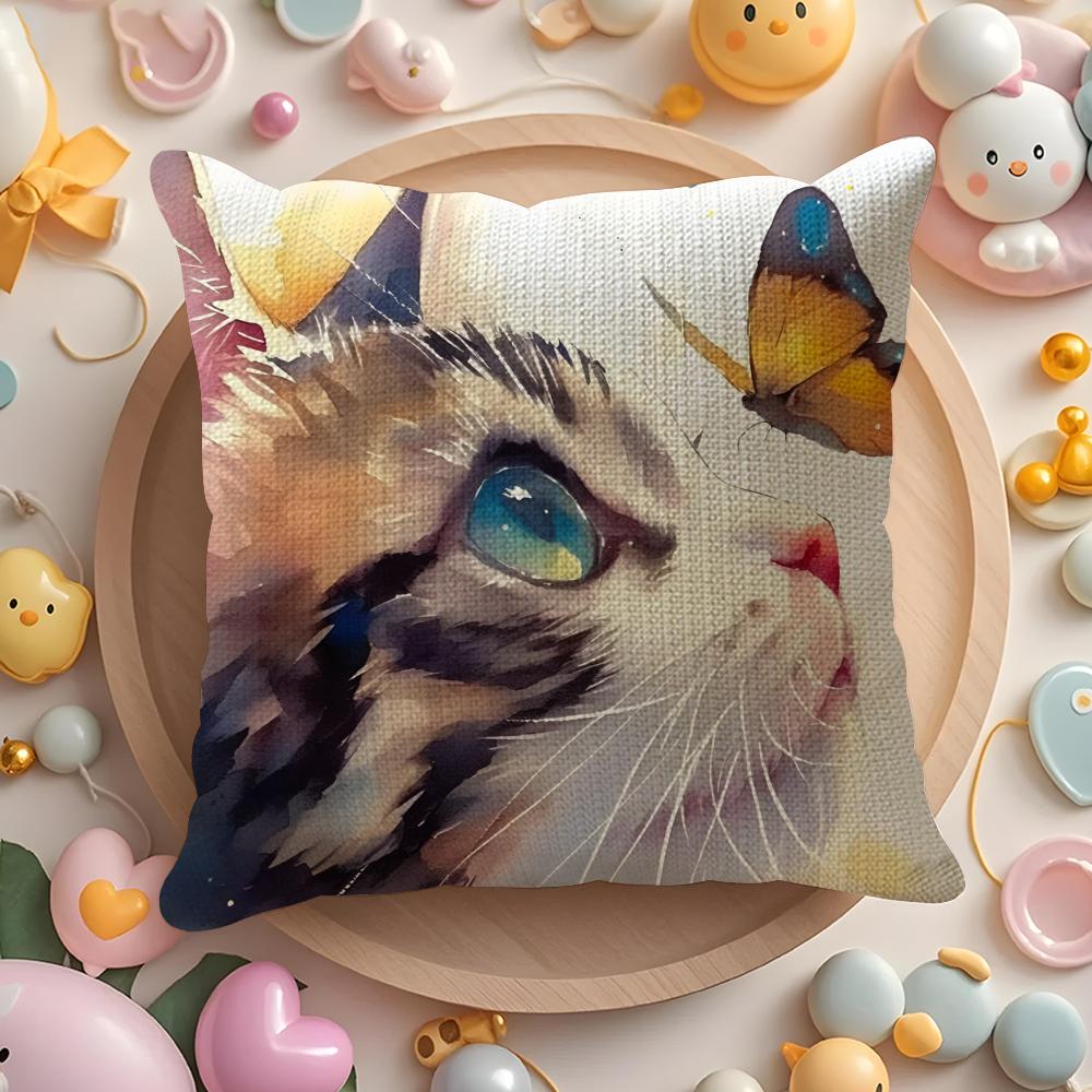 Cute Funny Cats In Internet Pillow Case Pattern Printed Pillowcase for Living Room Sofa Cushion Cover & Bedroom Decor