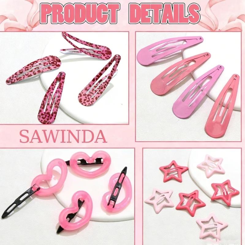 Set of 18 2000s Trendy Hair Clip With Unique Heart Star And Leopard Pattern Design Sweet Hairpin For Women Girl Daily Wear