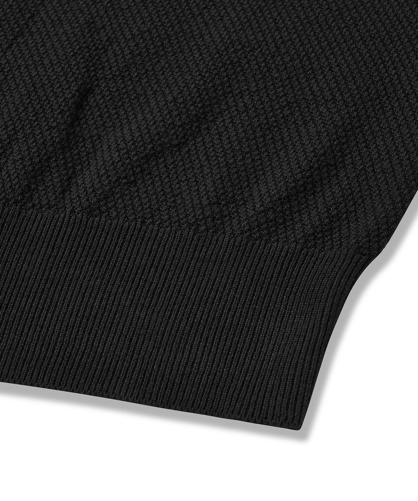 CUZNELLO Cool Cotton Collared Short Sleeve Knit_Black