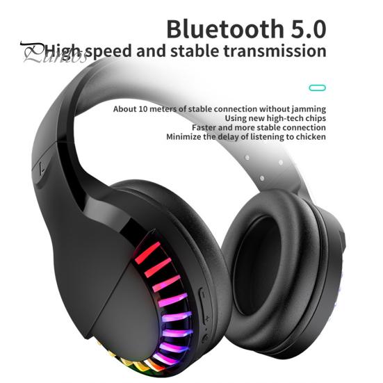 

SH33 Bluetooth-совместимая 5.0 двухрежимная гарнитура с RGB-подсветкой, стерео басовые игровые наушники чёрный