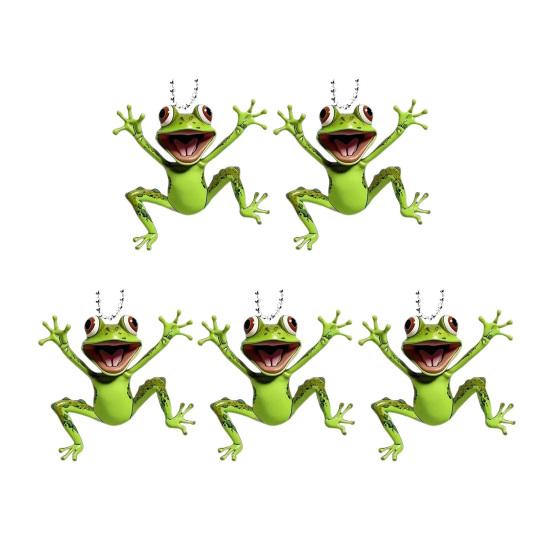 1/2/3/4/5Pcs 2D Acrylic Frog Hanging Decoration with Beaded Chain Car Rearview Mirror Hanging Ornament Charm Pendant Car Interior Accessory