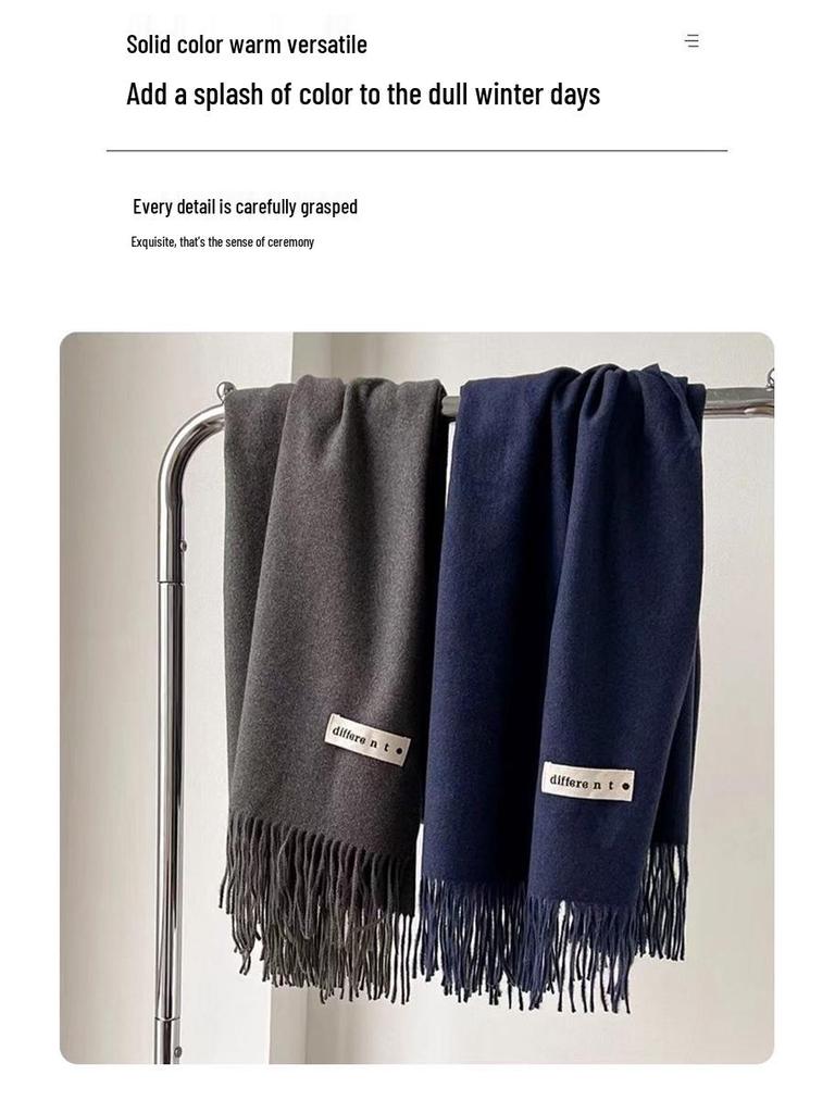 Unisex Ciepły Długi Szalik: Wszechstronny szal w jednolitym kolorze na jesień i zimę