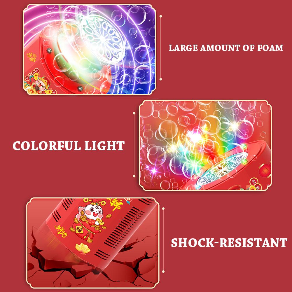 20 holes Fireworks bubble machine with 7-color LED lights bubble blower on the ground electronic automatic landing Spring Festival gift New Year toys