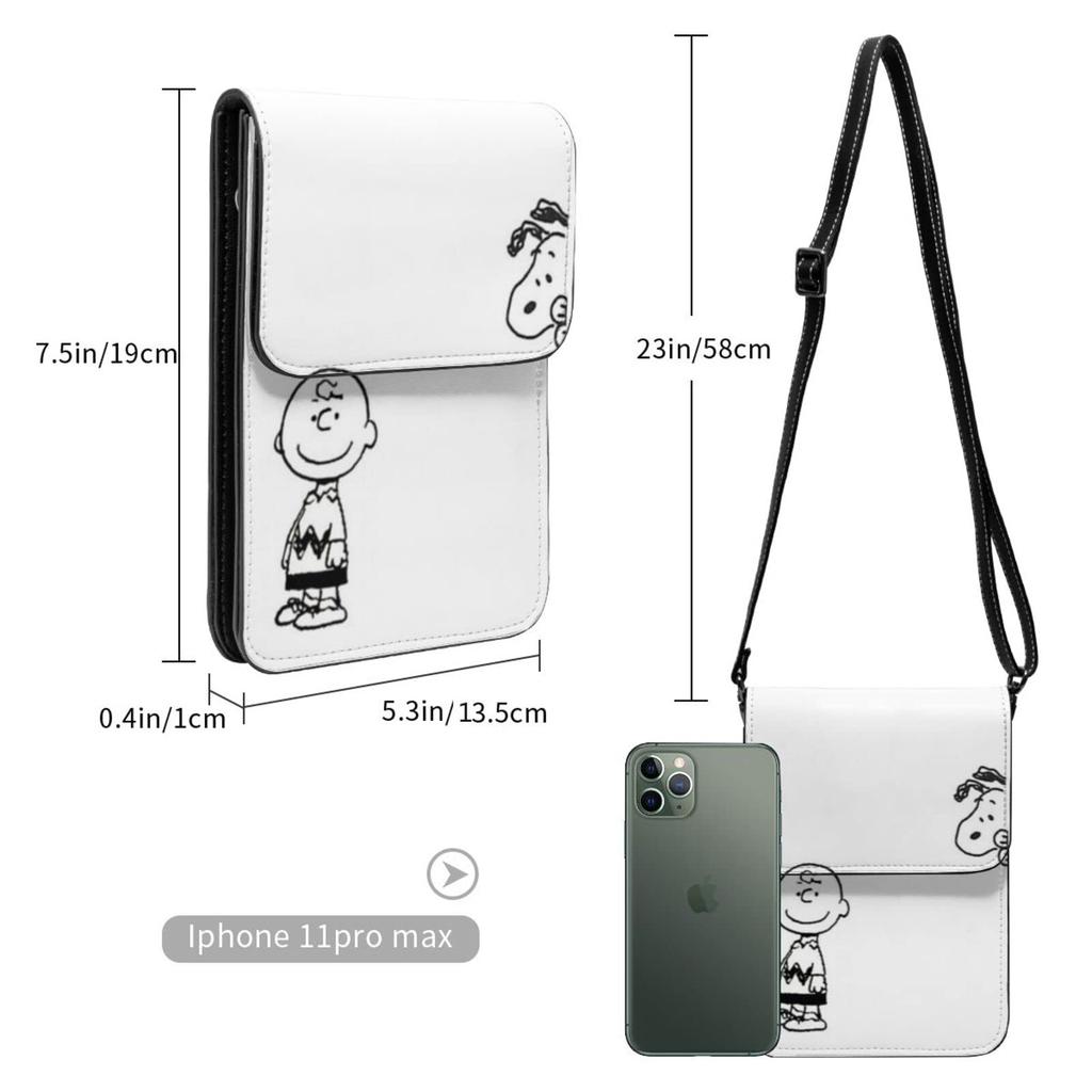 Snoopy Genuine Leather Smartphone Pouch Shoulder and Mini Popular Crossbody Bag [JMI] Bag, Thin, Women's Men's Pouch, Wallet,
