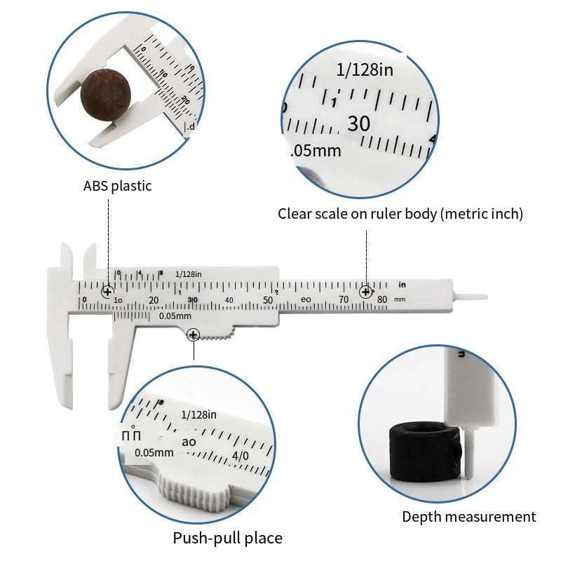 1PC 0-80mm Mini Plastic Vernier Caliper Wenwan Jewelry Measuring Student Caliper Mini Measuring Tool