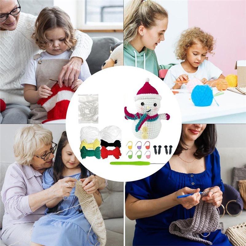 Christmas Snowman Crochet Kits For Adults Craft Supplies With Yarn Hook Easy To Use Kit Includes Video Tutorials For Women
