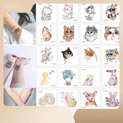 Set di adesivi per tatuaggi animali Adesivo per il viso impermeabile Adesivo per tatuaggio monouso sul dorso della mano