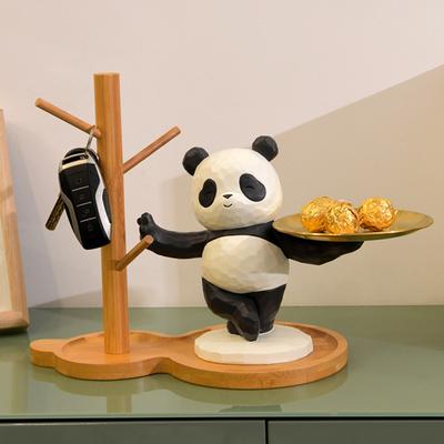 Panda Anahtar Saklama Tepsisi Reçine Panda Heykeli Düzenleyici Tepsi Dekoratif Panda Saklama Tepsisi Ev Masa Üstü Dekoru Oturma Odası Ofis Çalışma Odası