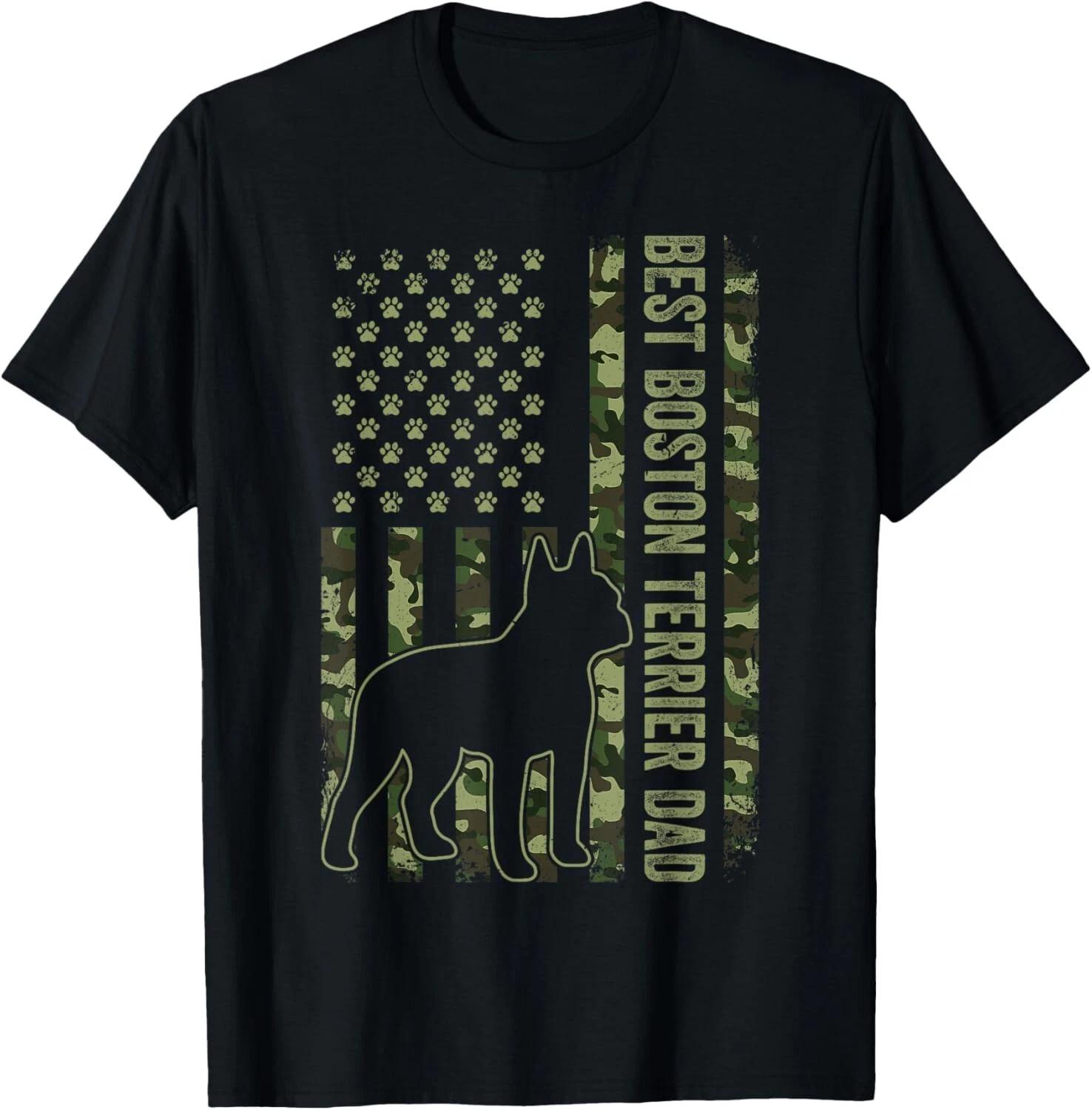 American Flag Best Boston Terrier Dad Ever Tee Dog Dad Gift Unisex T-Shirt 2XL