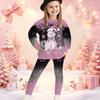 Girls' Xmas Tree Casual Comfortable Soft Loose Pullover Sweatshirt and Leggings 2-Piece Set, New Autumn/Winter, Playful, Sweet and Cool Style