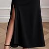 Women's V Neck Maxi Dress Sexy Mesh Long Lantern Sleeve Slit