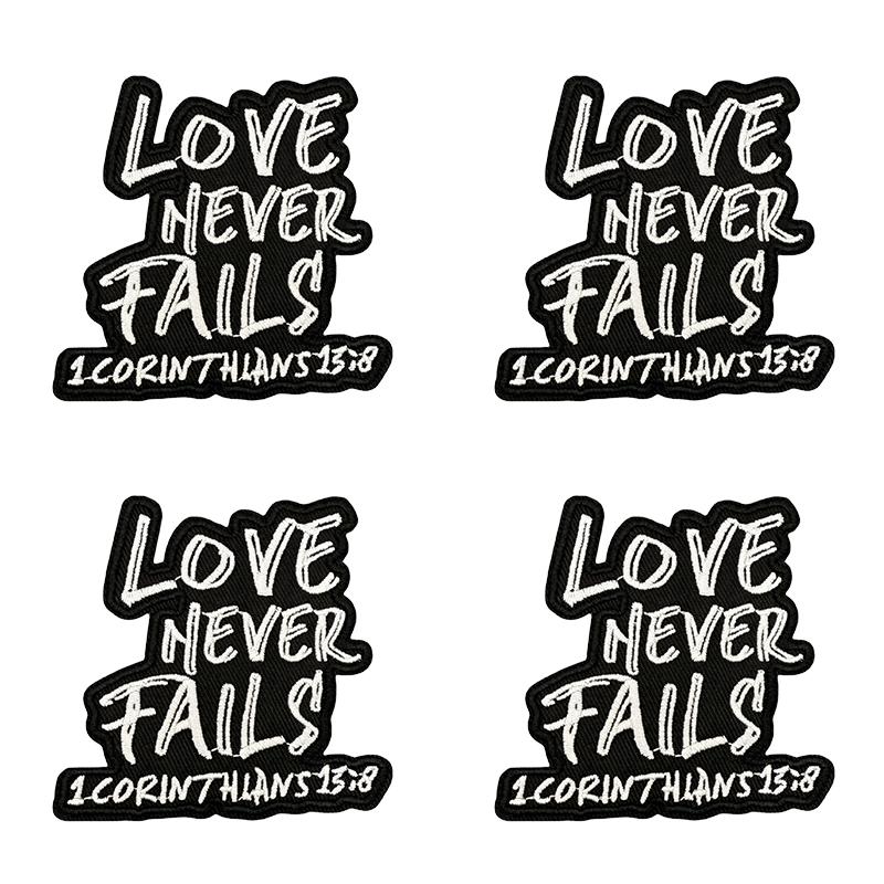 10pcs /Lots Letter Slogan Embroidered Patch Black Iron On Patches For Clothing Thermoadhesive Patches Jackets Hats Backpack Diy