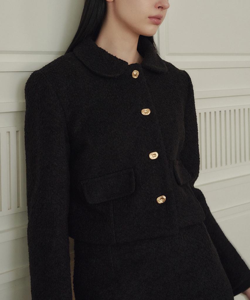 MARROT Petit Collar Wool Tweed Jacket_Black