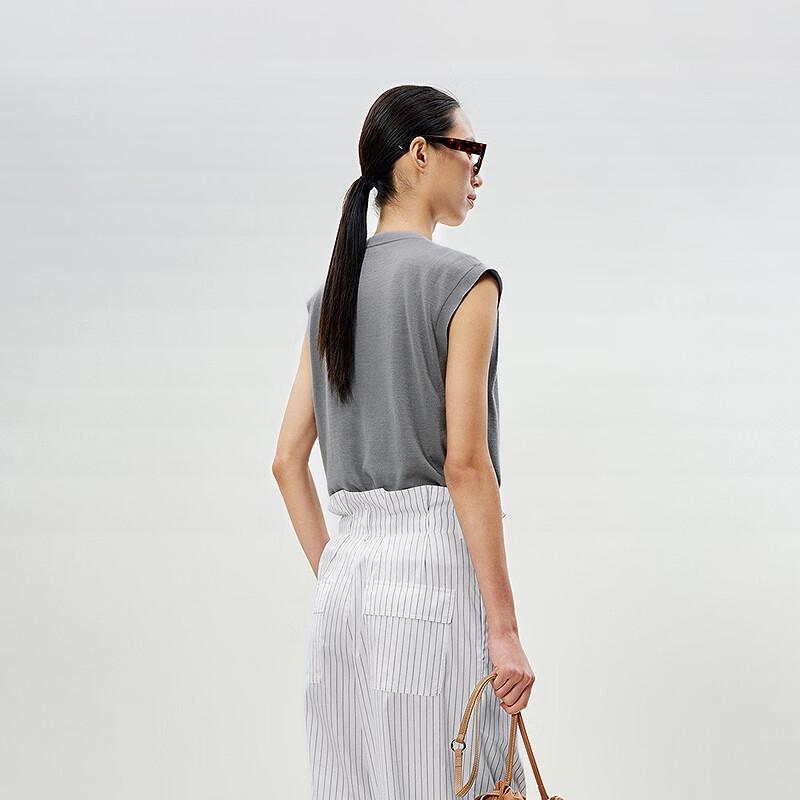 LESS 2025 Summer Sleeveless V-Neck Wool Cardigan Vest