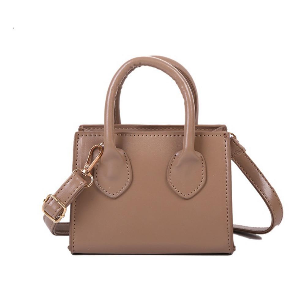 PU Leather Mini Handbag Solid Color Flap Shoulder Purse Korean Style Small Square Bag  Work Women