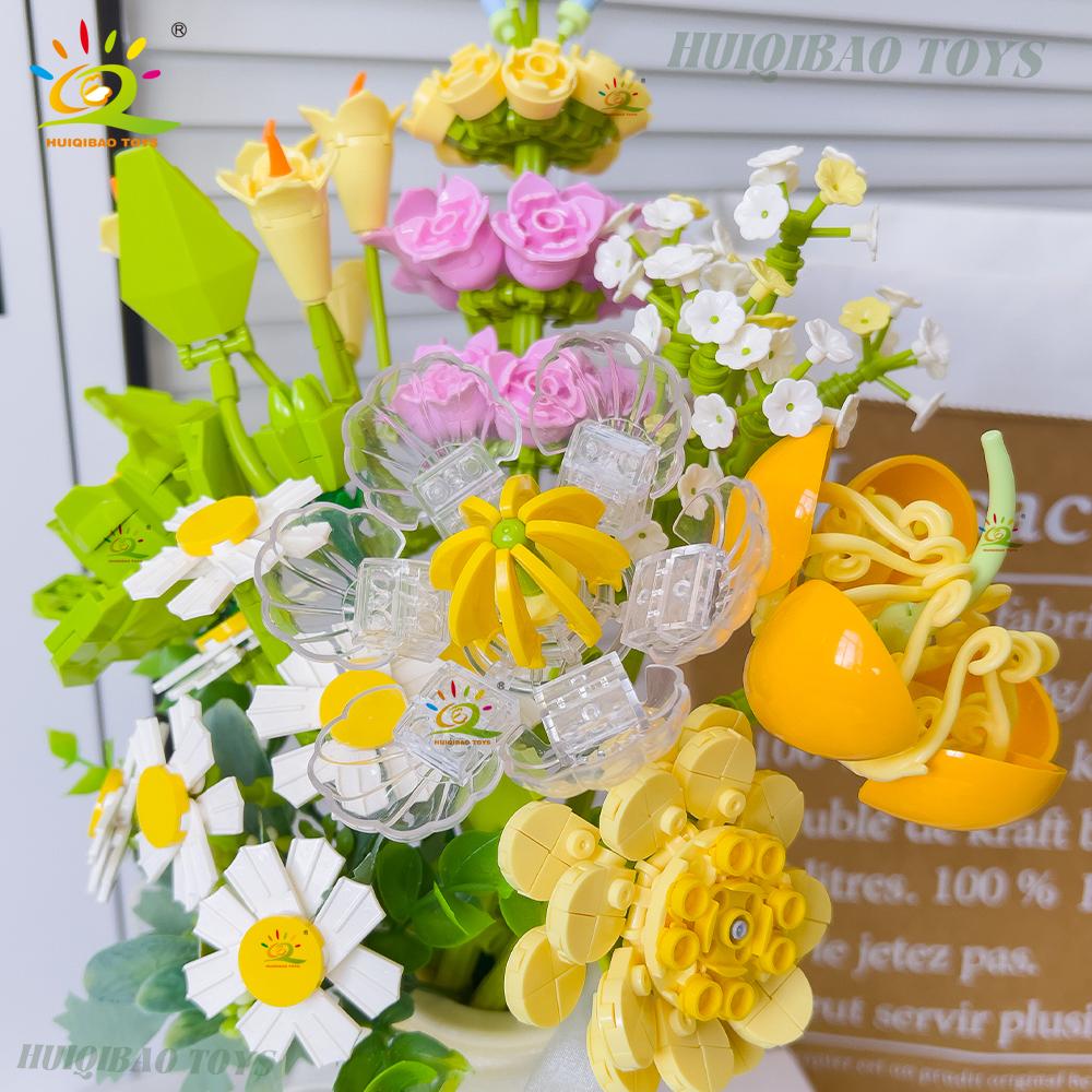 Non-Toxic Moc Bridal Bouquet Building Blocks Set Artificial Flowers For Home Decor New Year Festival Gift Bricks Kits Toys Adult
