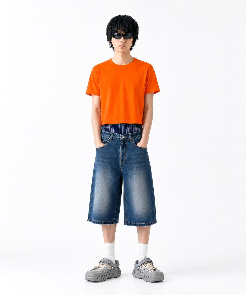 C WEAR BY THE GENIUS Men'S Crop T-Shirt Orange