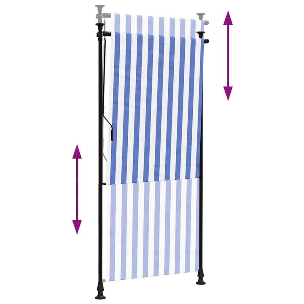 Vidaxl External Roller Blind, Blue-White, 100X270 Cm, Fabric And Steel