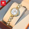 OLEVS Woman Watch Fashion Full Diamond Luxury Brand Ladies Watches Stainless Steel Pearl Bracelet Wrist Watches for Women 5635