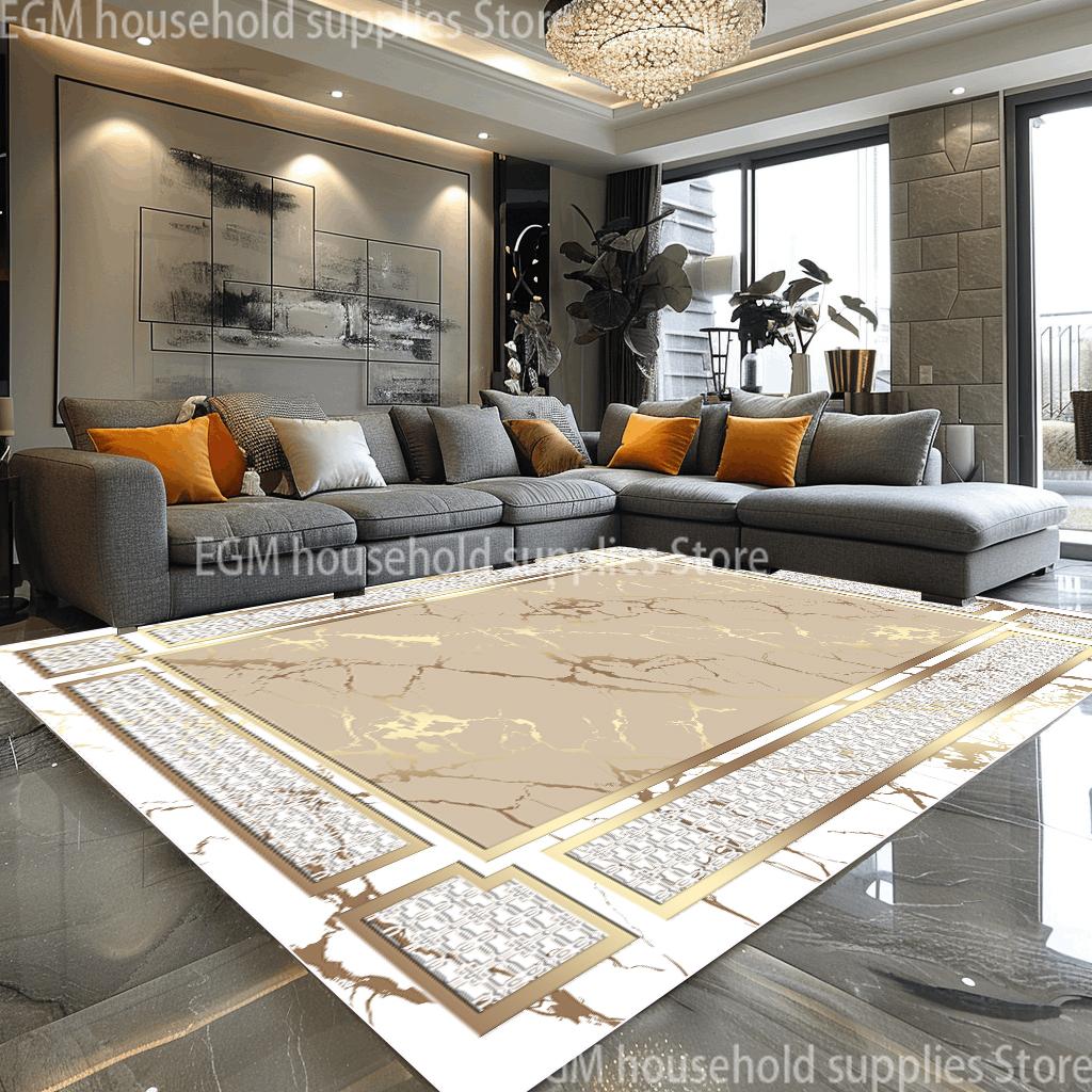 European Style Luxury Large Rugs For Living Room Black Gold Parlor Sofa Carpet Non-Slip Easy Cleaning Coffee Tables Mat 200X300