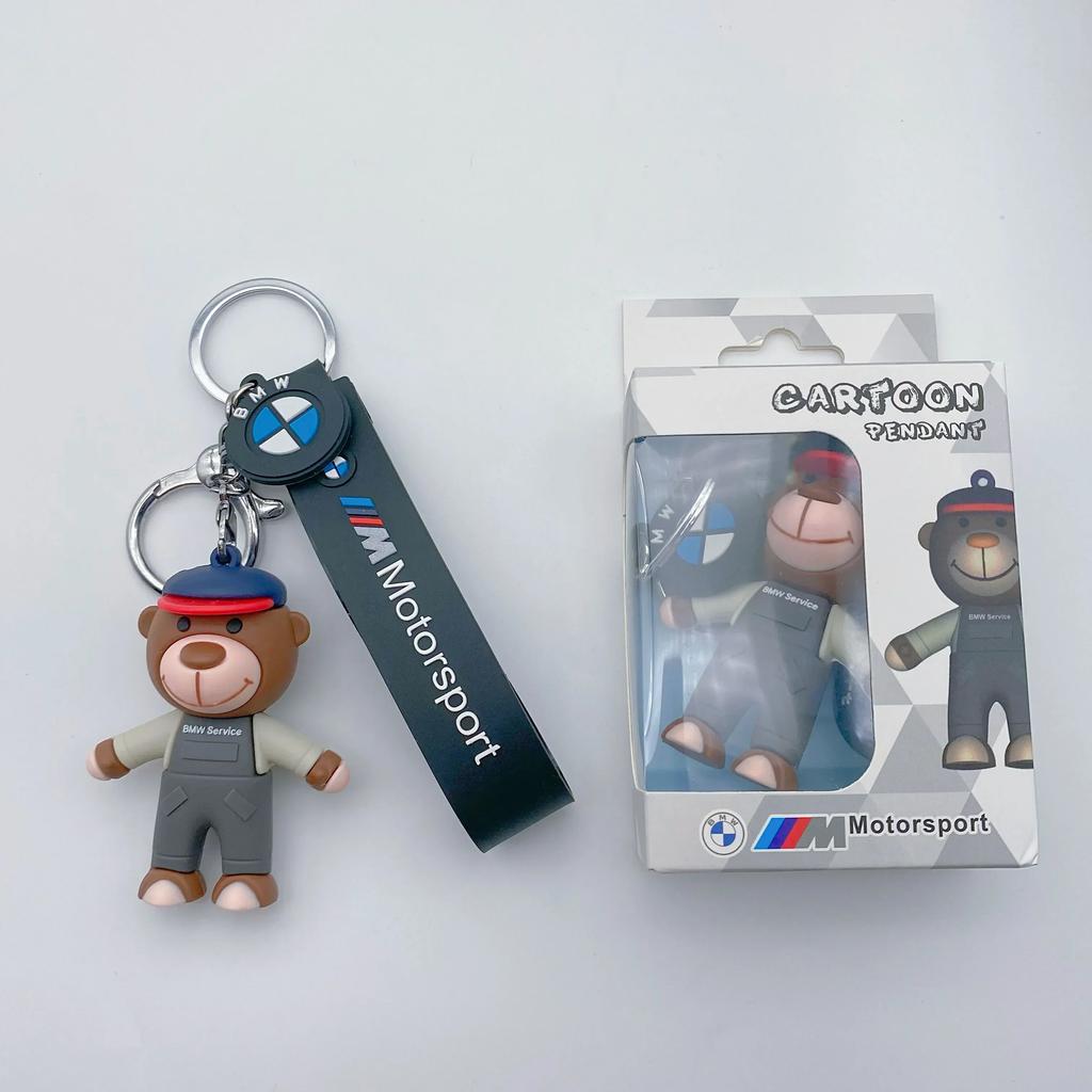BAAQ1 Car Sticker 2026 New Hots E60 New Hots Little Bear Doll Car Logo BMW Emblem Luxury Car Keychain For BMW X1 X2 X3 X4 X5 X6 3 5 Se