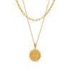 Stainless Steel Sun Heart Pendant Necklace Gold Plated Ladies Choker Jewelry  Wedding
