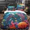 3D Printed Microfiber Dolphin Quilt Cover Sets All Season Bedding Set With Pillowcase Ocean Art Duvet Cover For Home Decoration