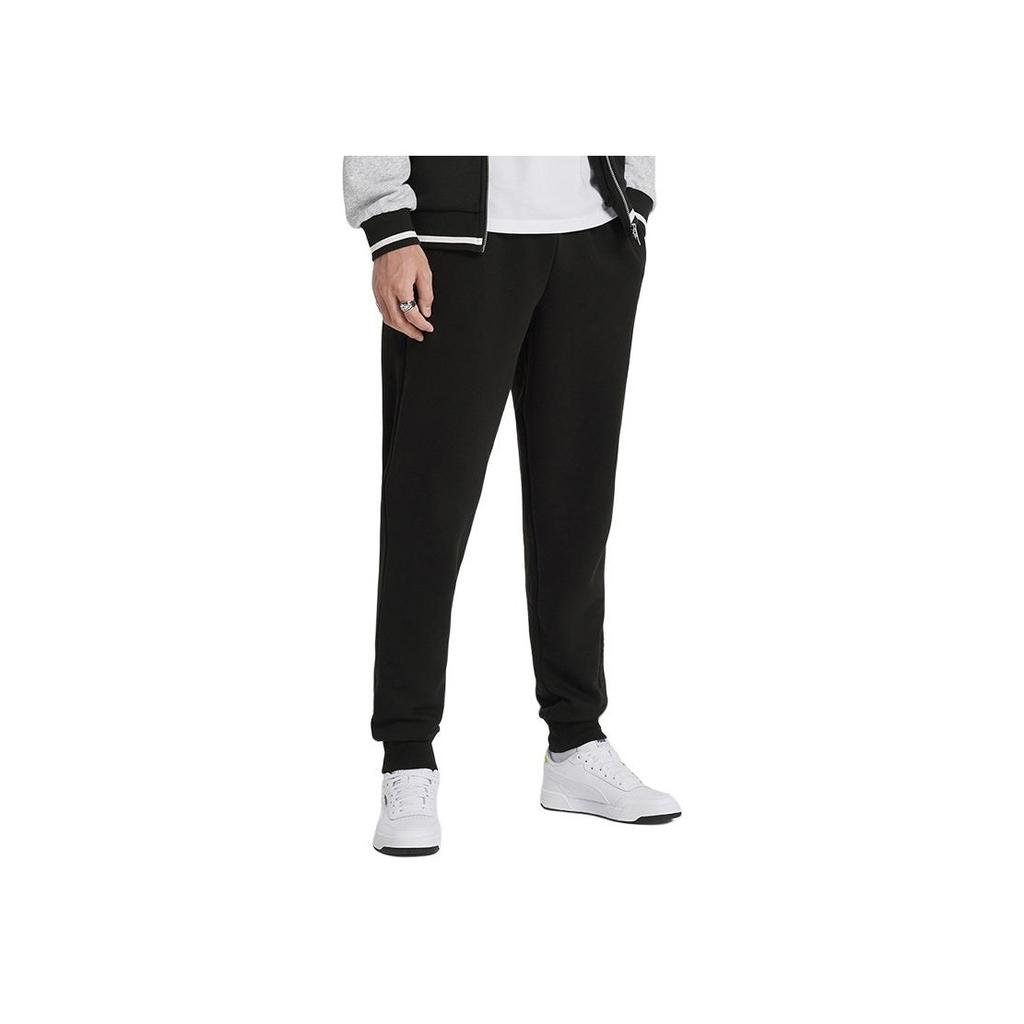 PUMA Solid Color Outdoor Casual Mid Waist Straight Leg Knit Sports Pants Men bottoms Black 674259-01