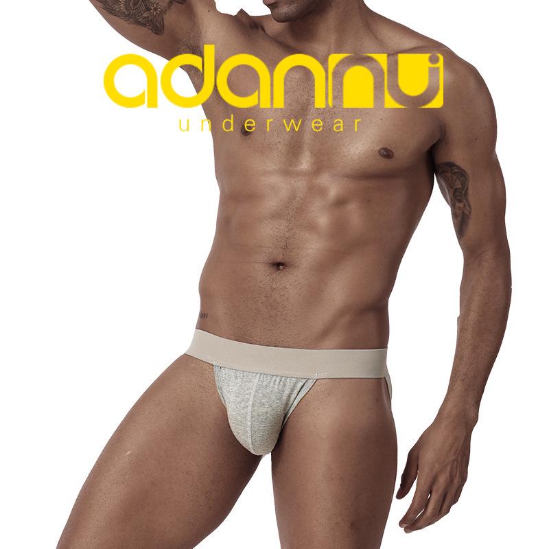 ADANNU Men's European & American Style Low Waist Solid Color Cotton Thong BP.01