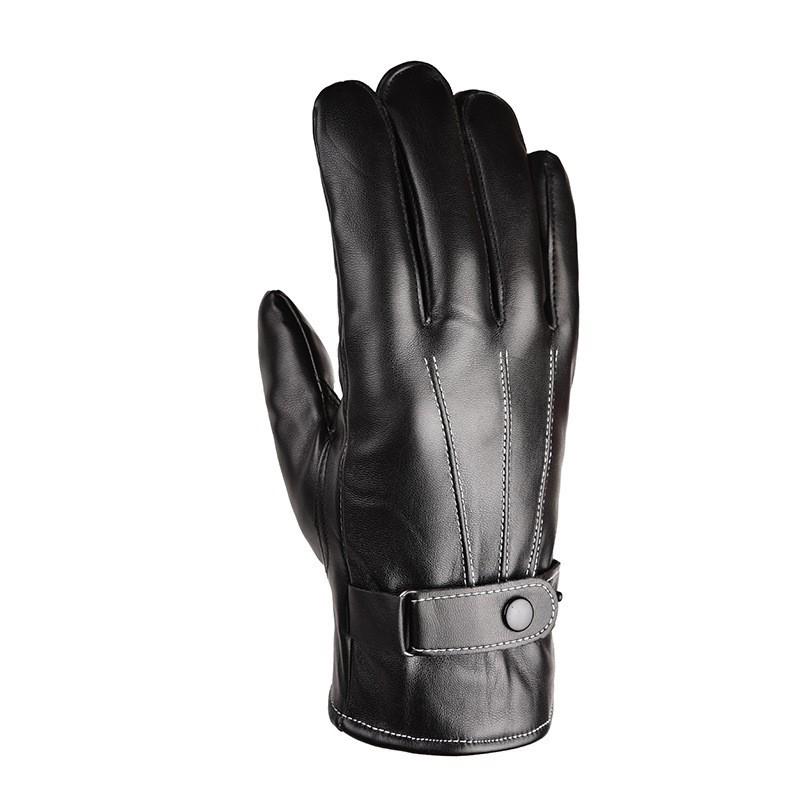Autumn and Winter Men's PU Touch Screen Gloves with Three Ribs and Velvet Wind Proof and Waterproof Outdoor Cycling.