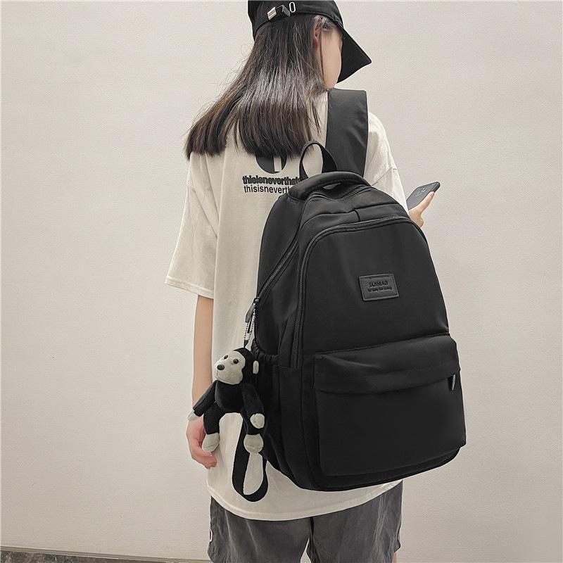 Hong Kong Version of College Style Personalized Labeling Solid Color Men's and Women's Tide Backpack 24 Spring New Backpack