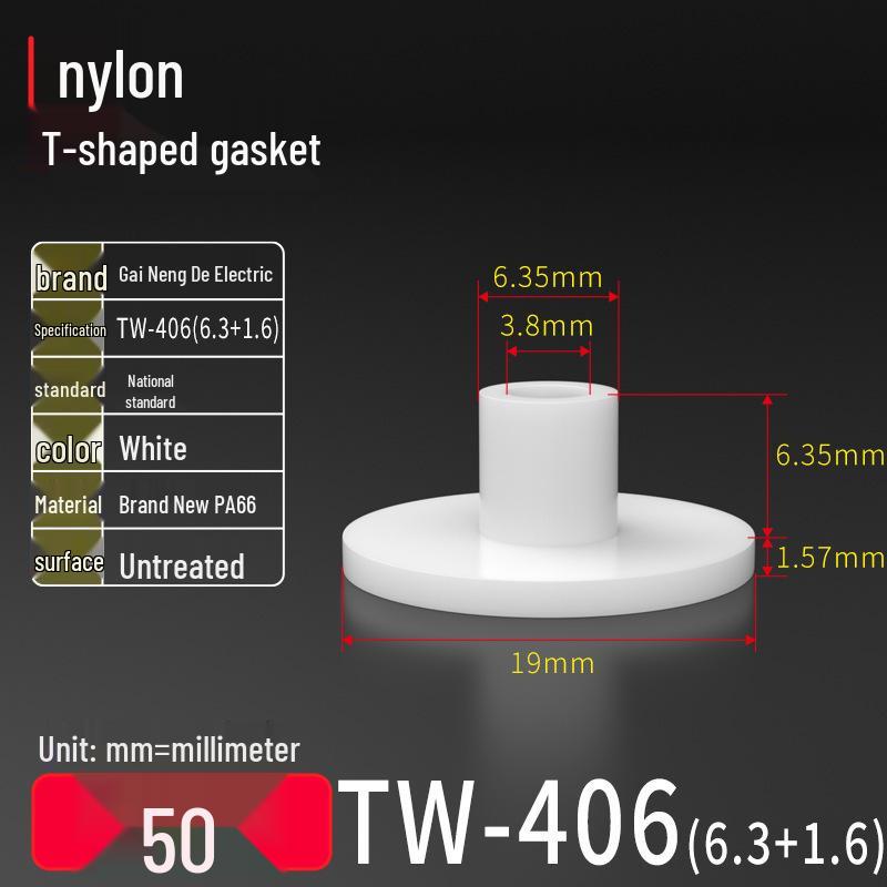 T-Shaped Nylon Gasket Ring Screw Shaft Sleeve with Concave-Convex Insulation Pad M2