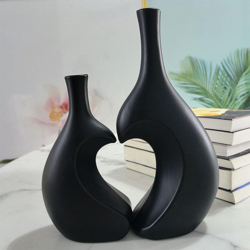 אגרטל פרחים לא סדיר רטרו יצירתי חיקוי קרמיקה פלסטיק אגרטל פרחים קישוט למשרד בסלון