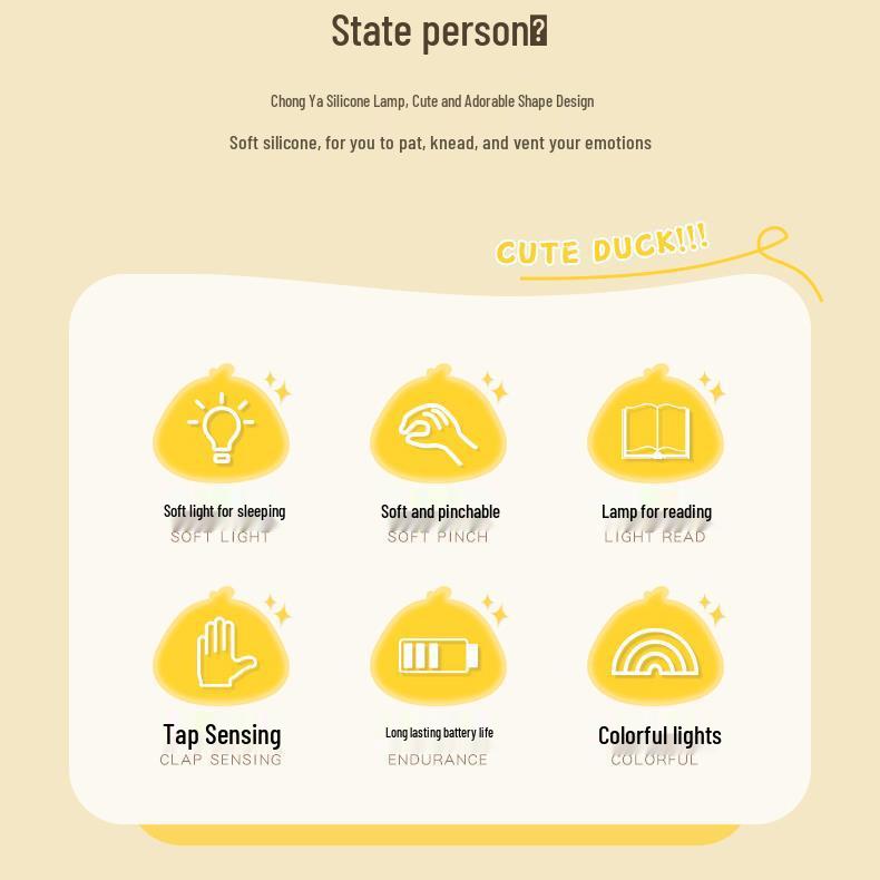 Silicone Duck Night Light - Touch Dimmable Bedroom Lamp for Mother and Baby