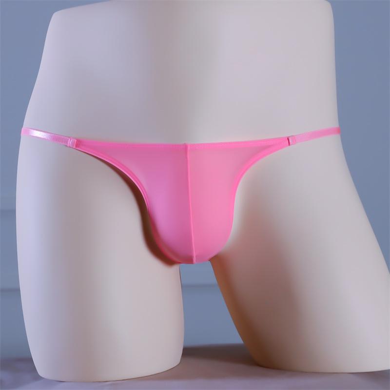 Quick Drying Ice Silk Thong Men'S Panties Sexy U Bulge Pouch G-String Lingeries One Piece Underwear Low Waist Traceless Panties