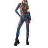 Unisex 3D Digital Colorful Snake Leopard Pattern Animal Printing Outfit Adults Halloween Party Role Play Cosplay Costume Carnival Jumpsuit