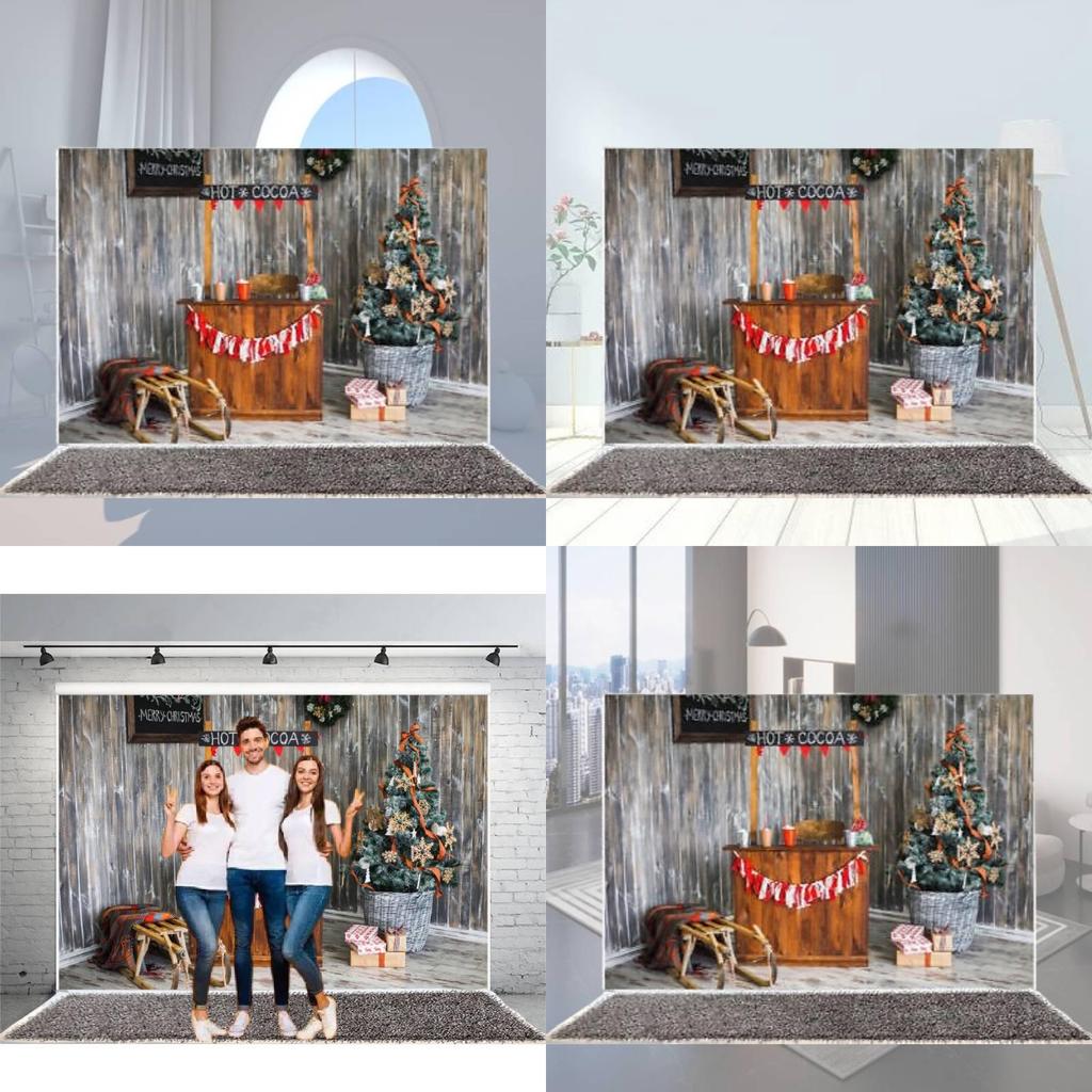 Gray Children's Photography Background Cloth Christmas Theme Studio Props 150*100cm