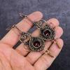 Natural Garnet Gemstone Handmade Copper Wire Wrap Jewelry Earring 3.70" P4i09