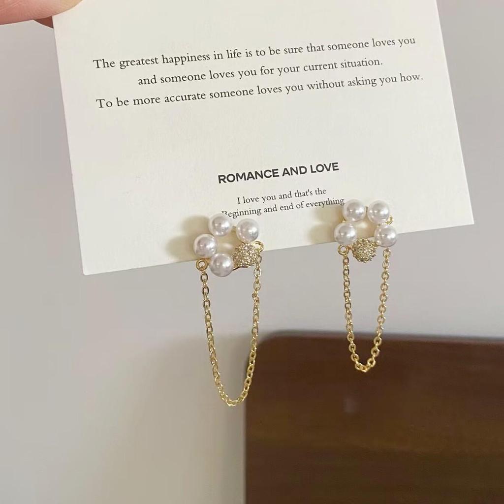 French-Inspired Pearl Tassel Earrings: Elegant, Sweet & Versatile Studs for Women