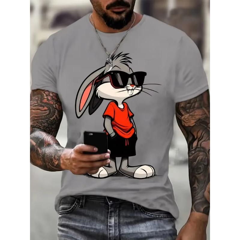 Mode Tecknad Kanin Grafiska T-shirts För Män Sommar Trend Hip Hop 3D Tryckta Barn T-shirts Cool Streetwear Andningsbara Tees