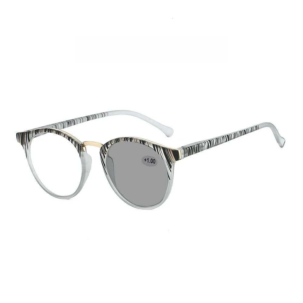 Blaulichtfilter Fotochrome Lesebrille Unisex Vintage Ovaler Rahmen Altersweitsichtigkeit Sonnenbrille für Draußen +4 0