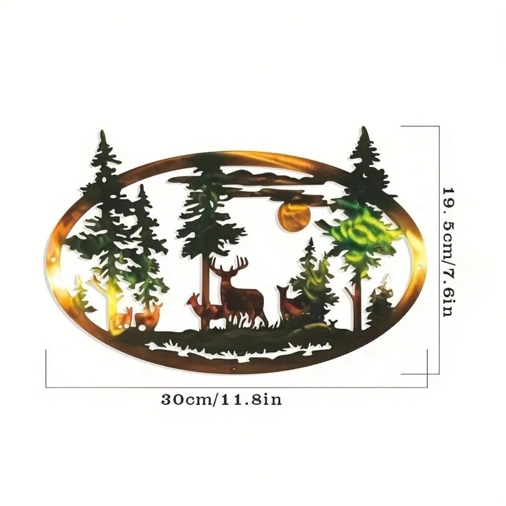Metal Wall Art Deer Bear Christmas Scene Home Decoration Handmade Craft TY3880-01-11.81