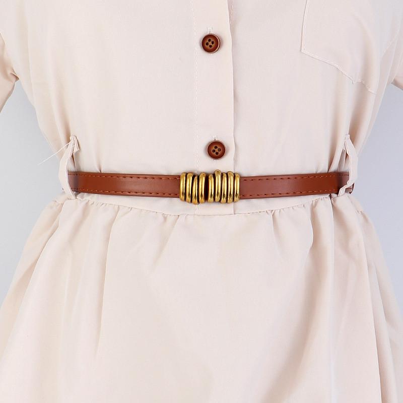 Women Chic Waist Belt Pu Leather With Thread Coupling Design For Casual Dressing