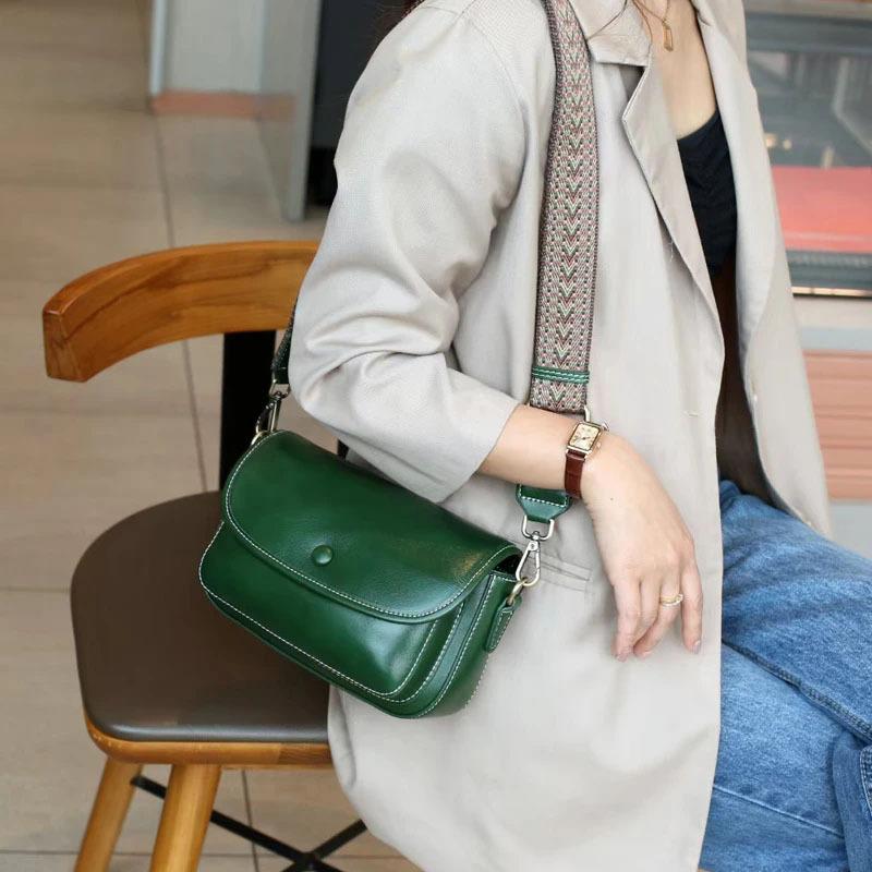 Crossbody Small Square Bag Versatile and Trendy, Genuine Leather Single-shoulder Bag Casual Women's Bag