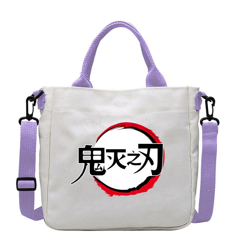 Japan cartoon comics Demon Slayer Print Canvas Bag Stylish Women's Handbag Large Capacity Casual Shoulder Bag 7560