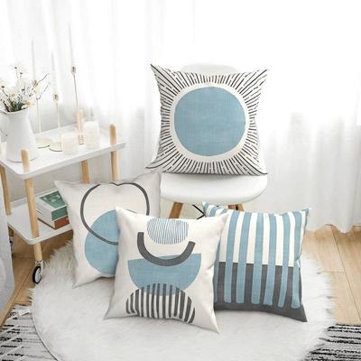 Black and White Geometric Pattern PillowcaseBedroom Living Room Sofa Home Decor Polyester Cushion Cover with Zipper
