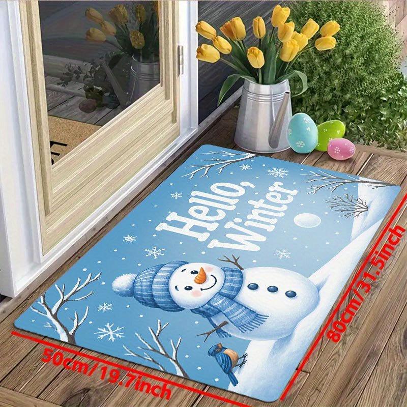 1Pcs Anti Fatigue Kitchen Rugsinter Snowman Print Waterproof Non-Slip Thick Cushioned Kitchen Mat Heavy Duty Comfort Standing Mat for Kitchen