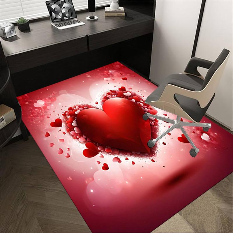 

1PC love heart Non-Slip Floor Carpet Compatible for Office&Living Room&Bedroom&Dining room - Flat-Weave Machine-W253 60cm by 90cm