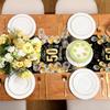 6 Pcs 50th Birthday Table Runners Plastic Black and Gold Tablecloths Happy 50th Birthday Table Runners 14x108 Inch for Men Women Anniversary