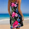 Women Plus Size Sleeveless Round Neck A Line Dress Interesting Mushroom Ladybug Print Loose Summer Leisure Short Dress